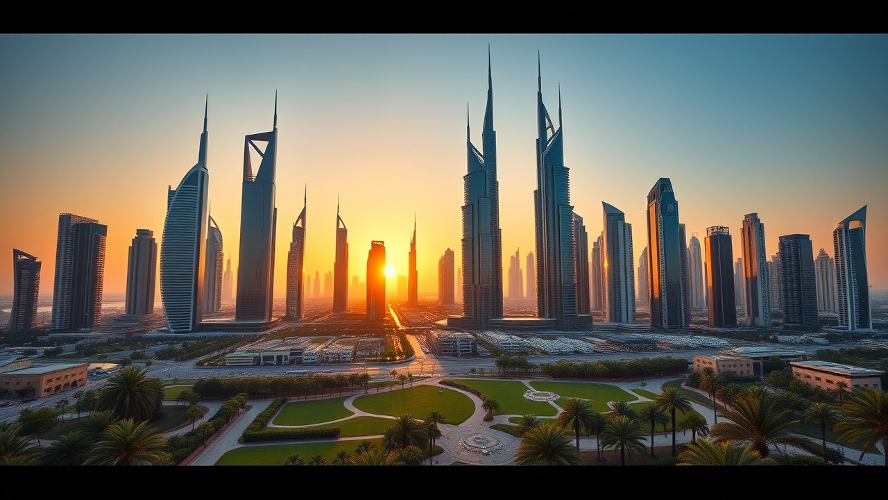 Dubai skyline 2026 sunset view