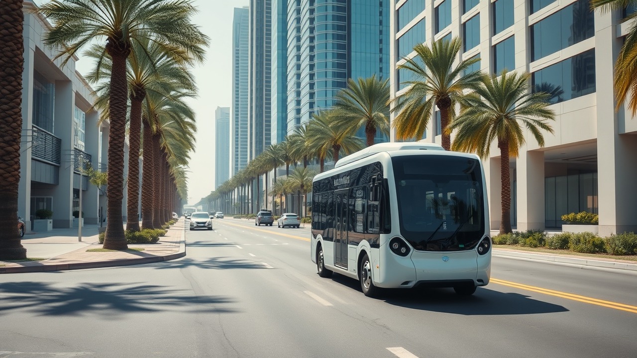 Autonomous shuttle on Dubai street 2026
