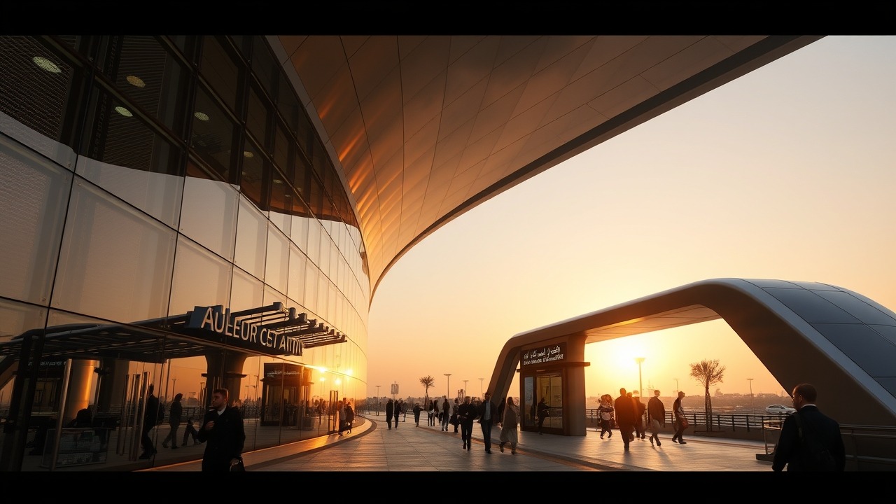 Modern architecture of Al Furjan Metro Station Dubai