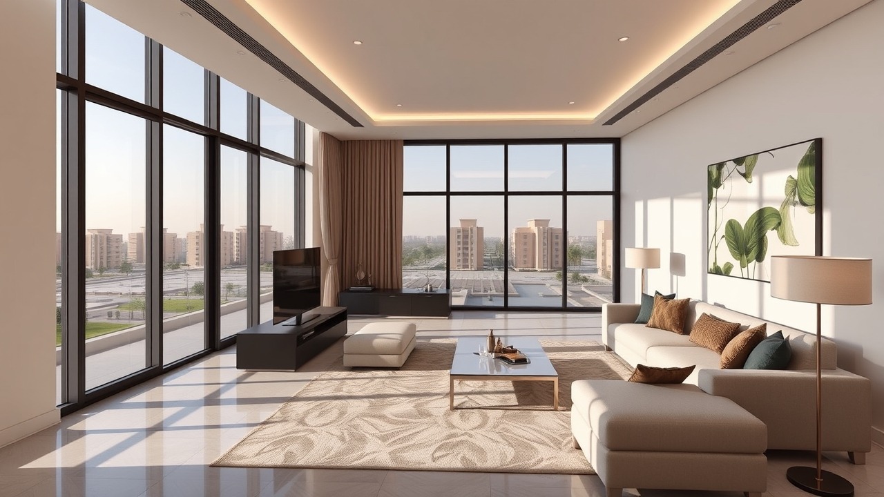 Luxury apartment interior Al Furjan rental market