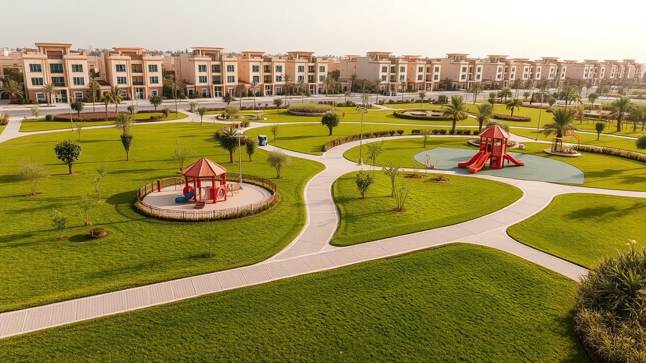 Public park and green spaces in Al Furjan South