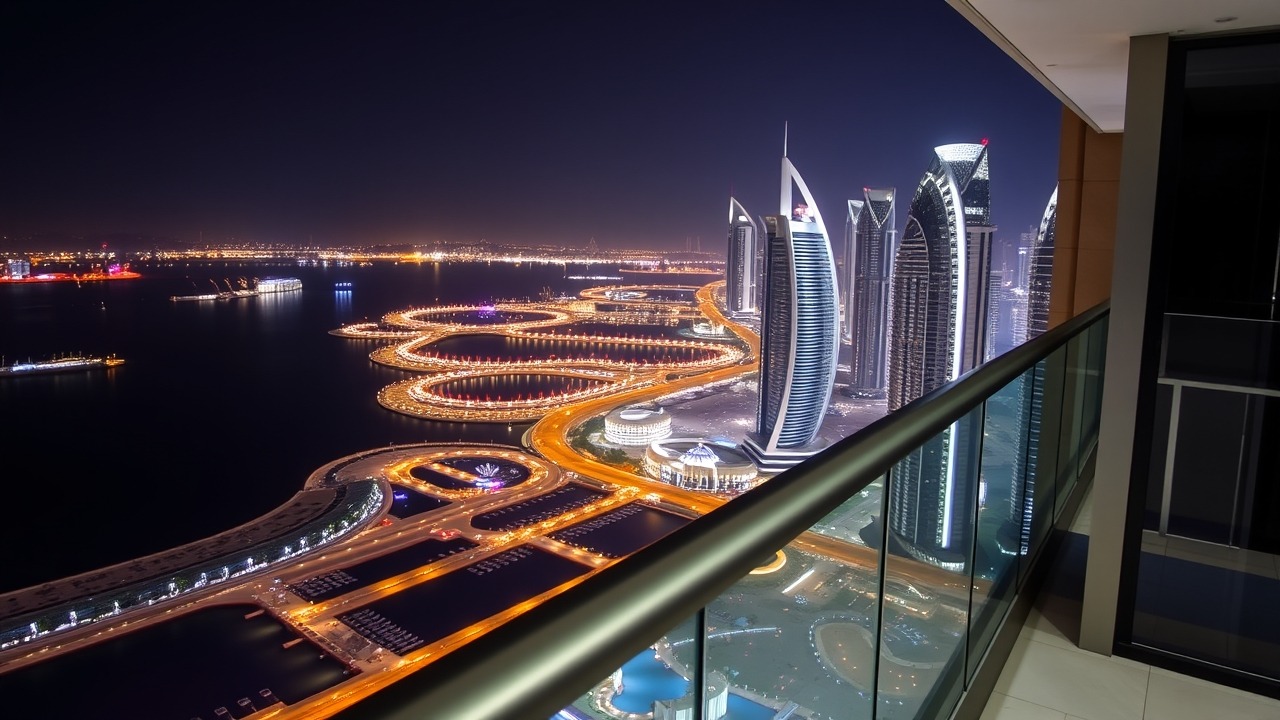 Dubai Marina skyline view from Al Furjan residential building