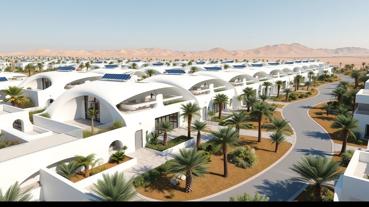Futuristic villa community architecture in Dubai South