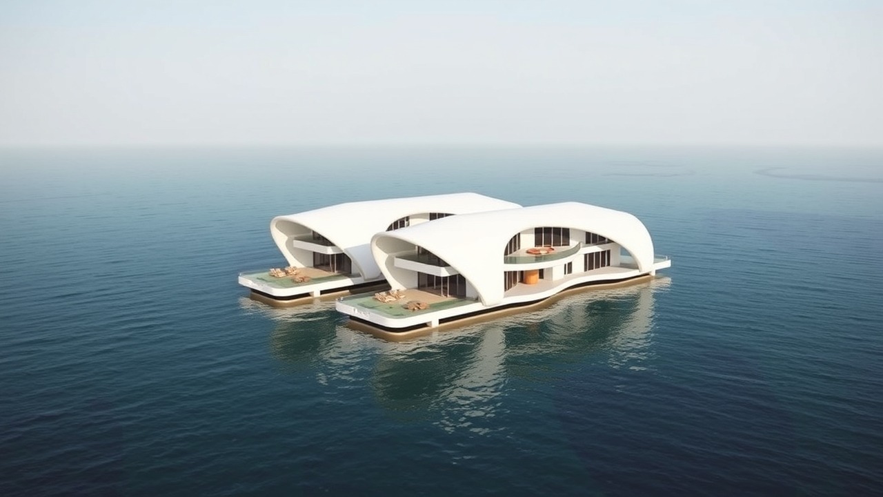 Floating villas ribbon concept at Palm Jebel Ali