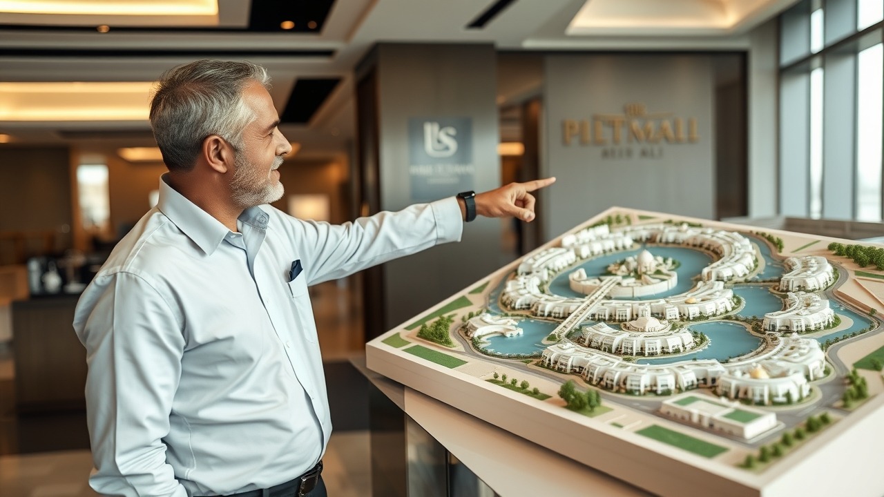 Master plan model of Palm Jebel Ali in a Dubai sales office