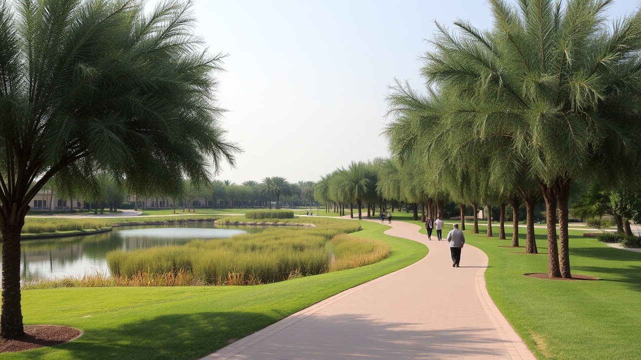 Peaceful community park in The Lakes Dubai