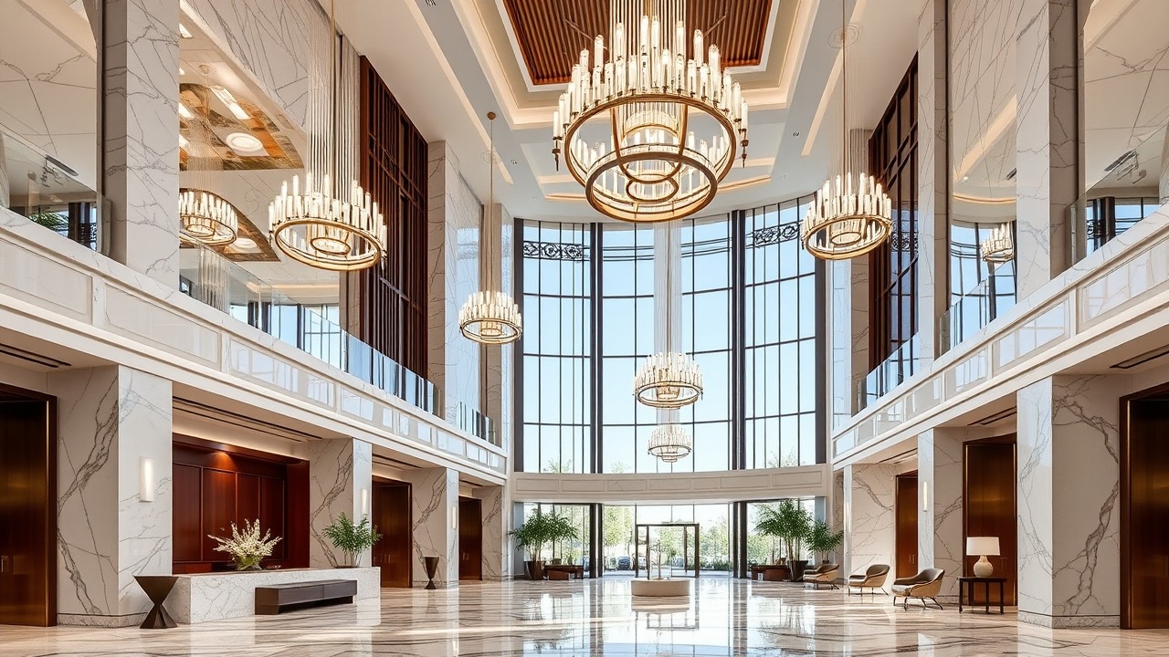 Elegant building lobby in City Walk Dubai luxury residential