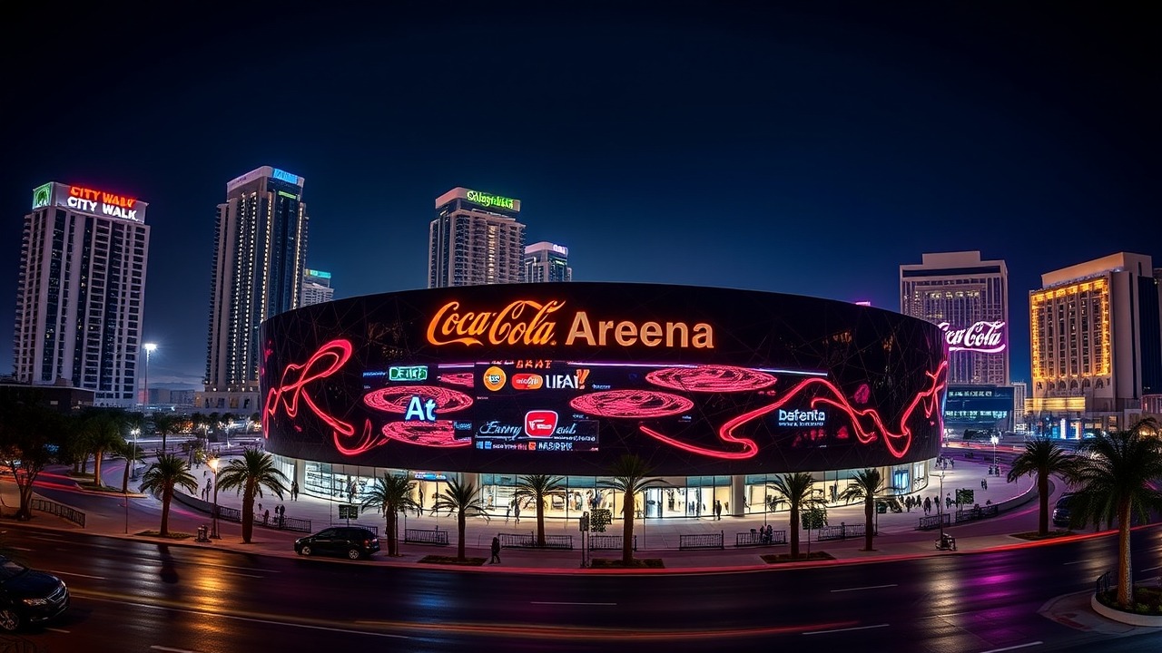 Coca-Cola Arena and City Walk district at night