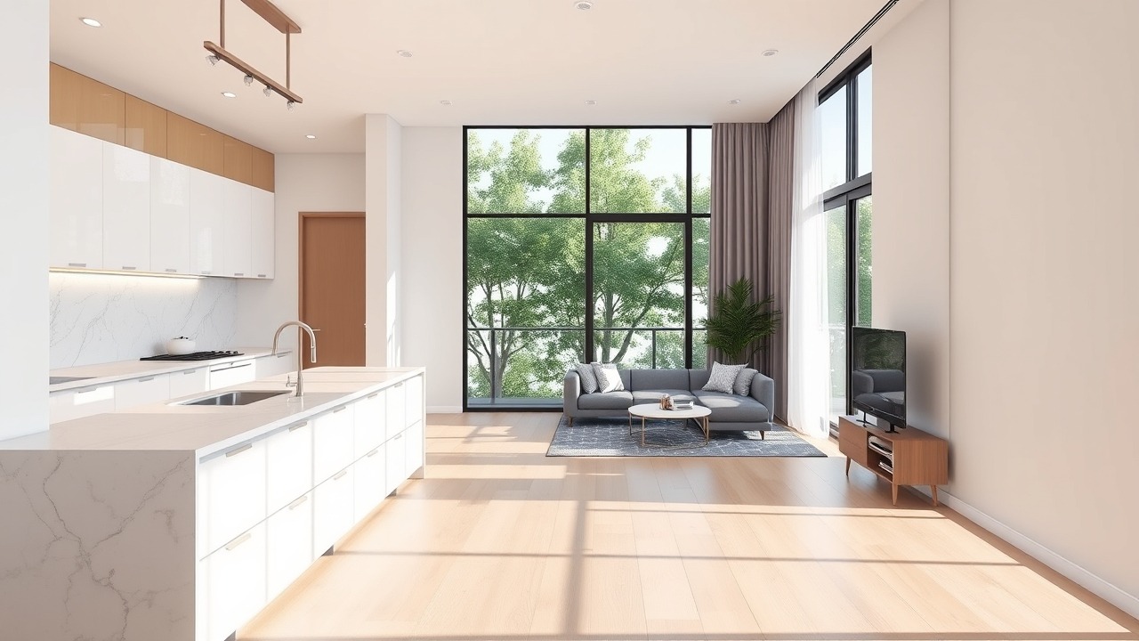 Renovated Mediterranean studio apartment interior in Discovery Gardens