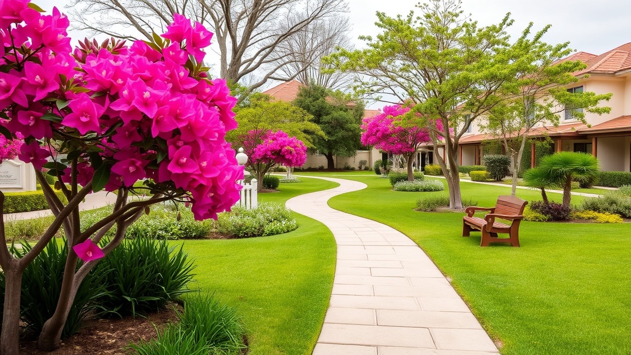 Zen cluster Discovery Gardens lush landscaping and walking paths