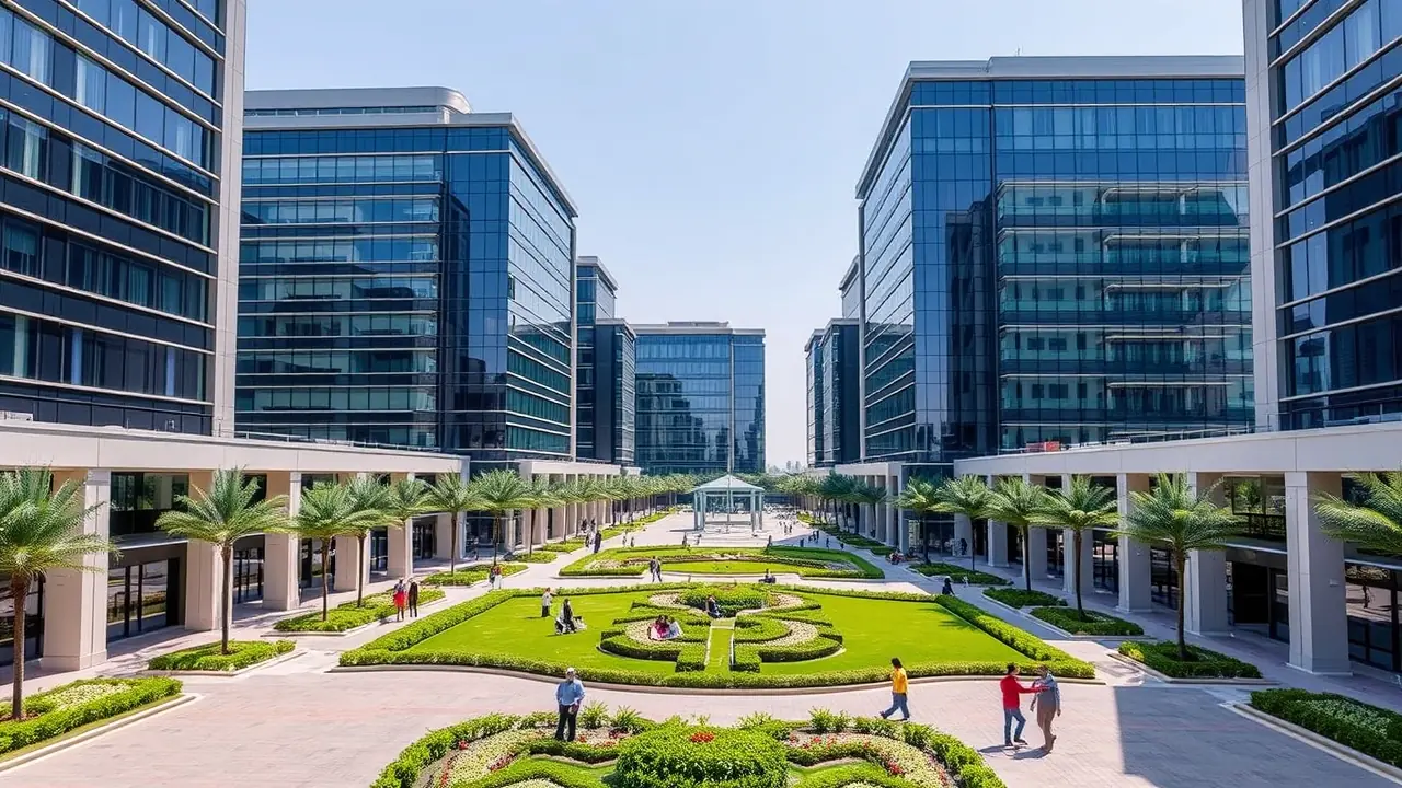 Moderner Bürokomplex im Dubai Hills Business Park