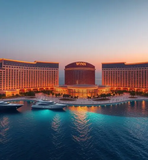 Wynn Al Marjan Island Resort 2026 au coucher du soleil