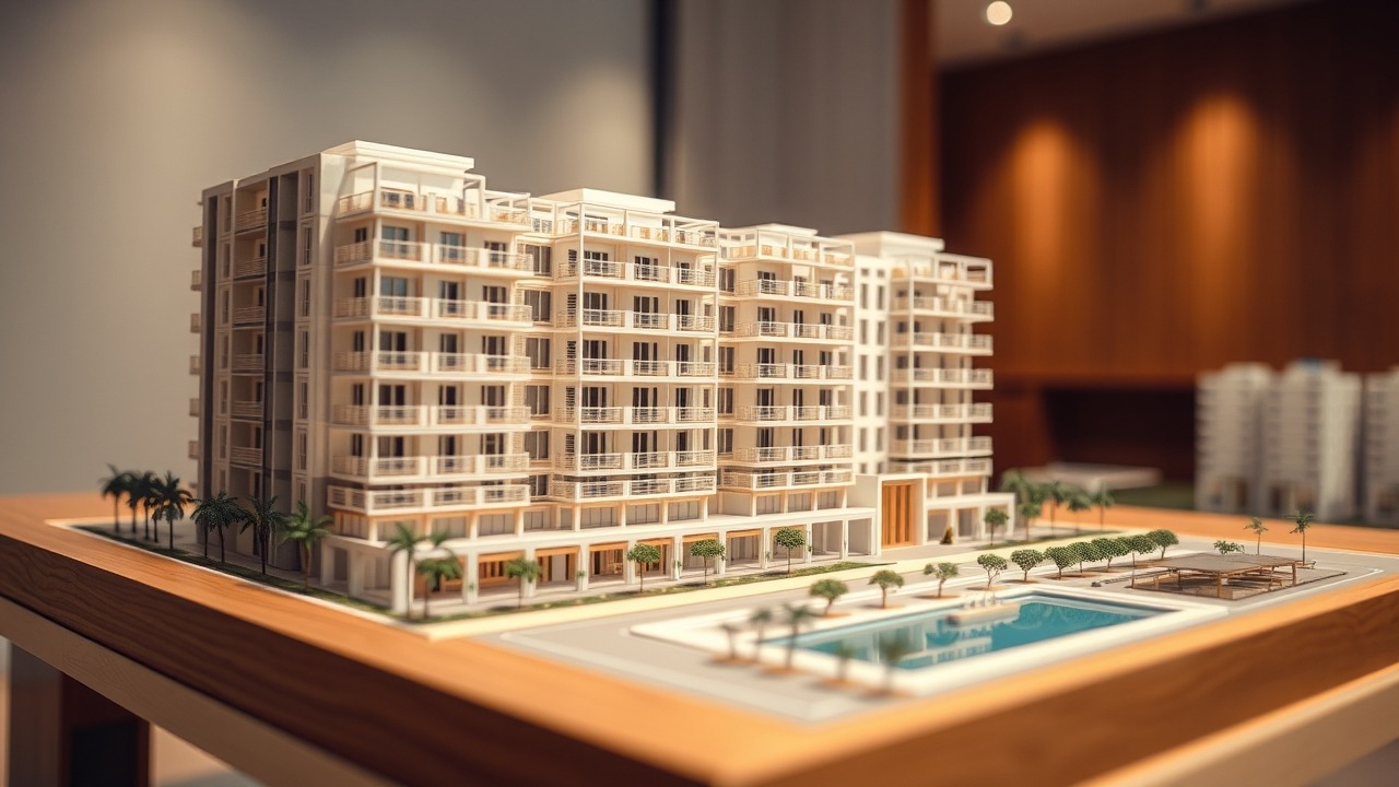 Detailed architectural model of a Dubai luxury project