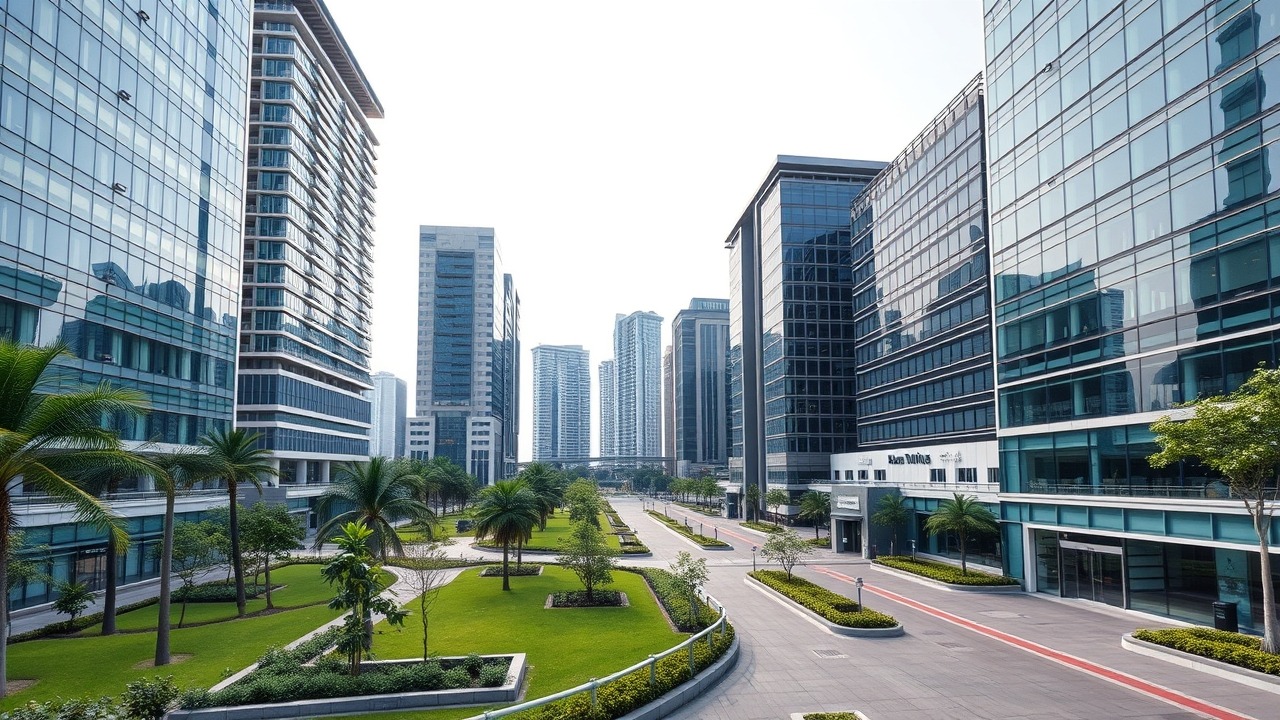 International City CBD area modern buildings