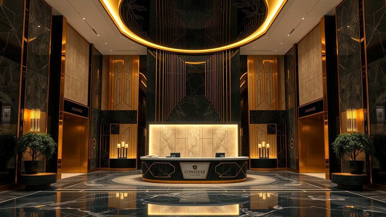 Luxury residential tower lobby design