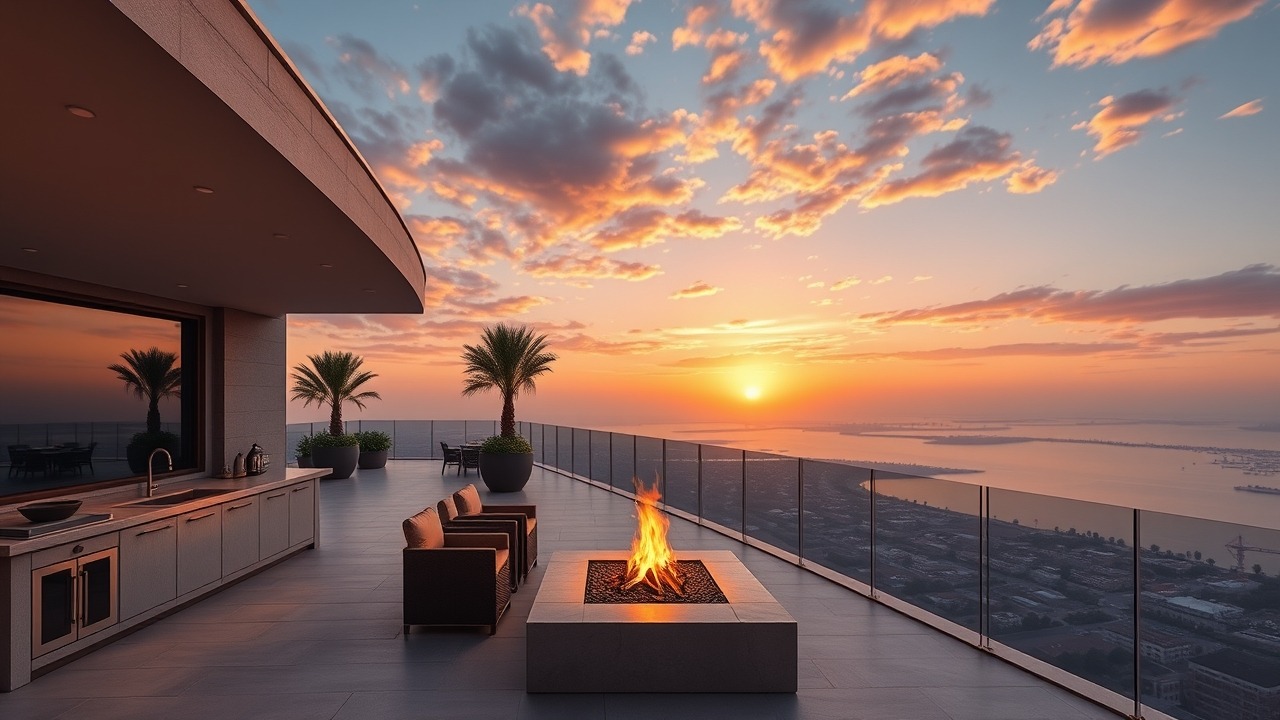 Penthouse terrace view of Palm Jumeirah