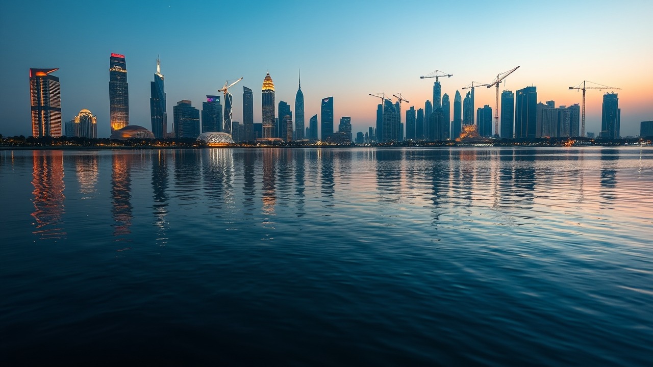 JLT lake reflections at night 2026