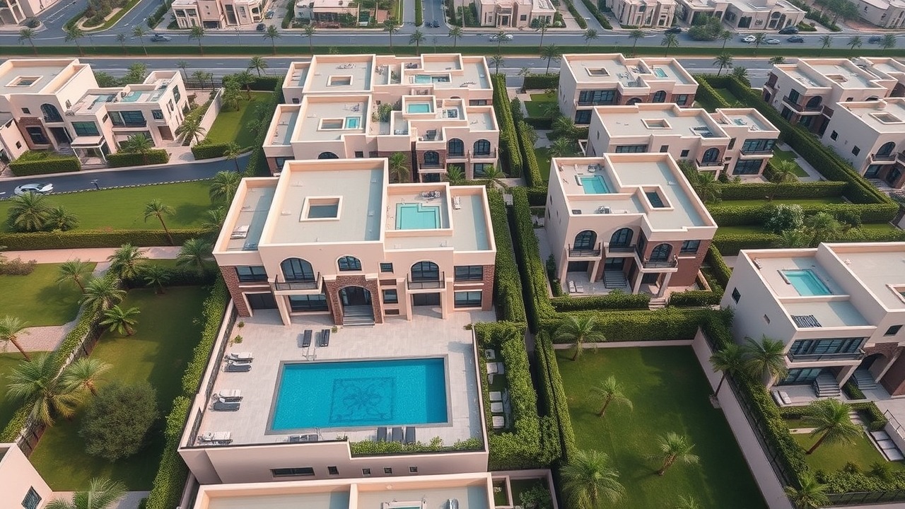 District 11 Meydan luxury townhouses aerial view