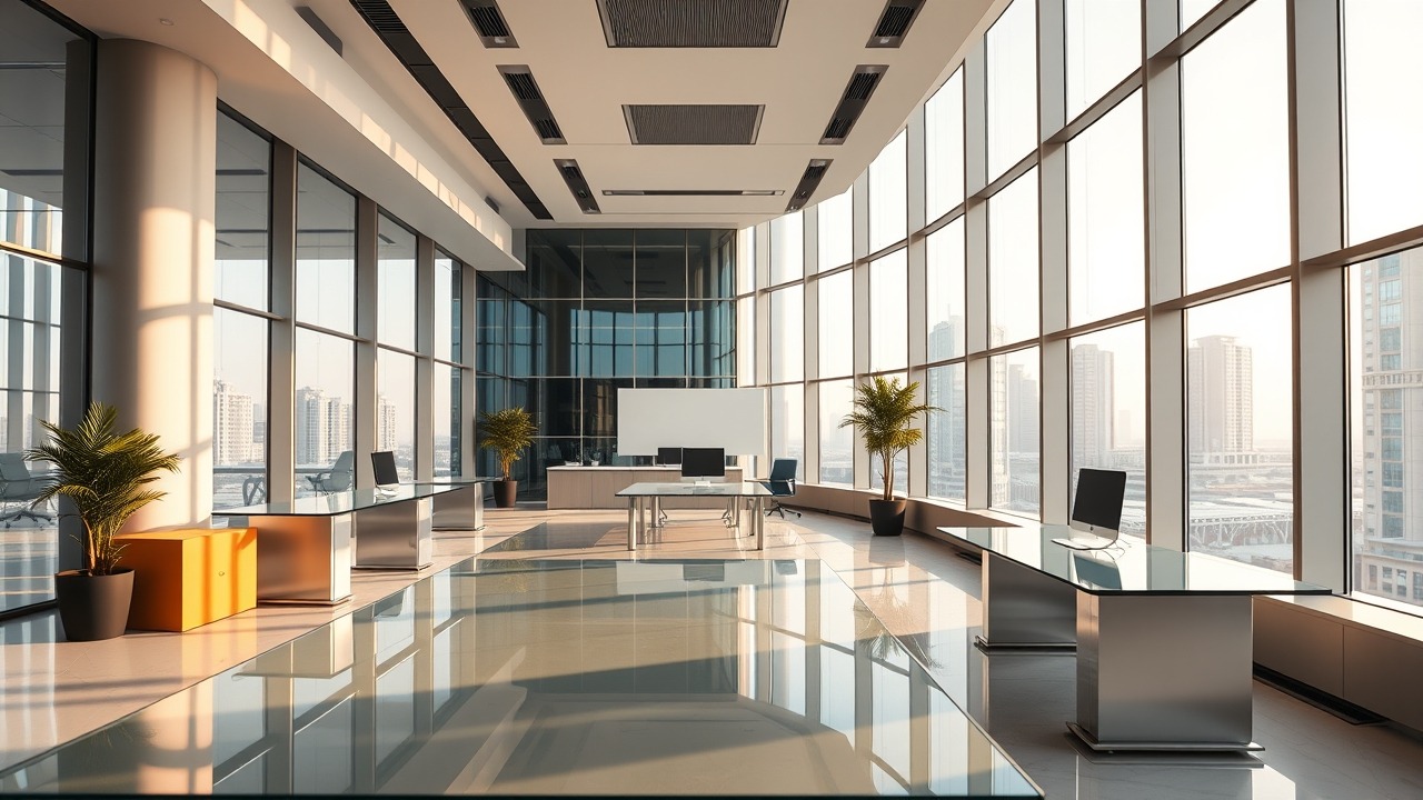 Modern financial office interior in DIFC Dubai