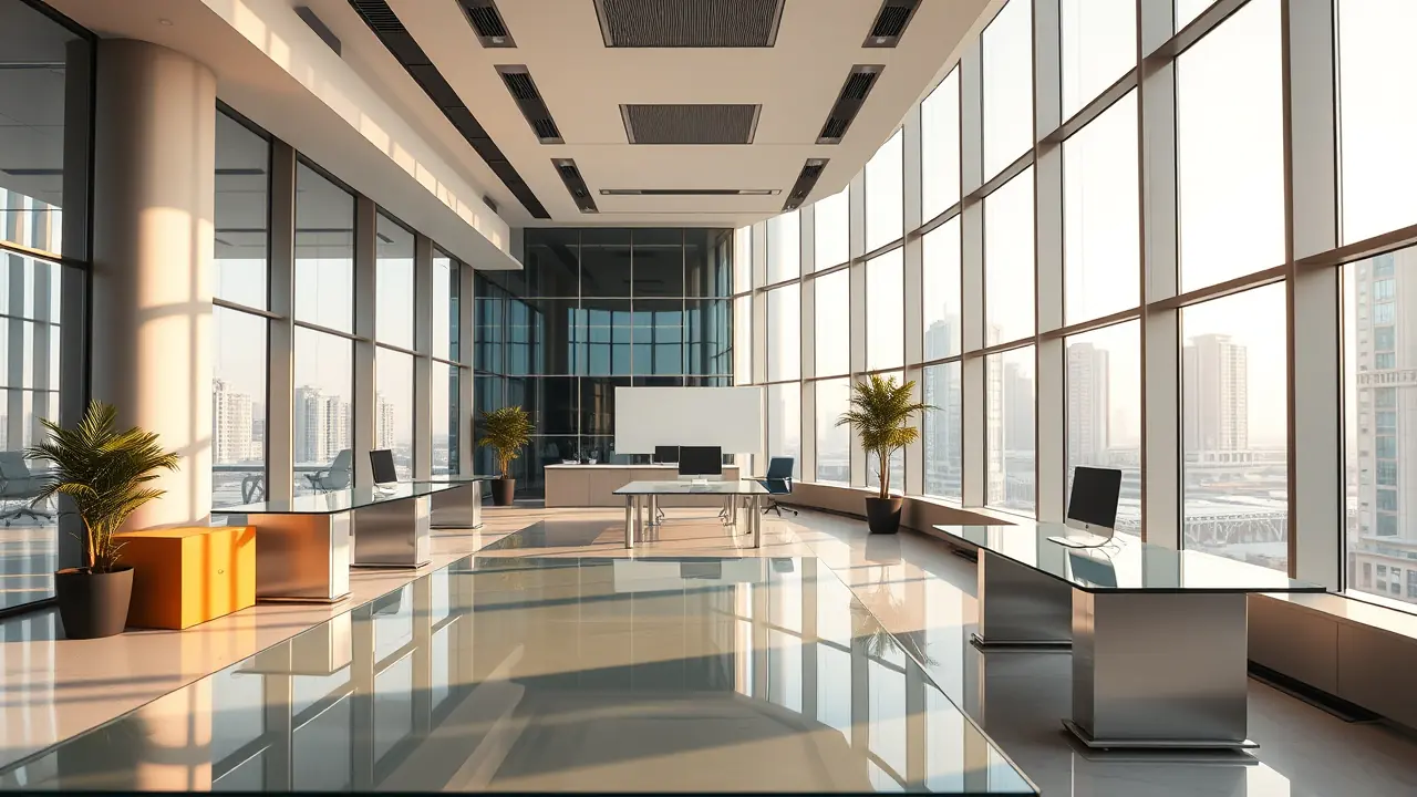 Modernes Finanzbürointerieur im DIFC Dubai