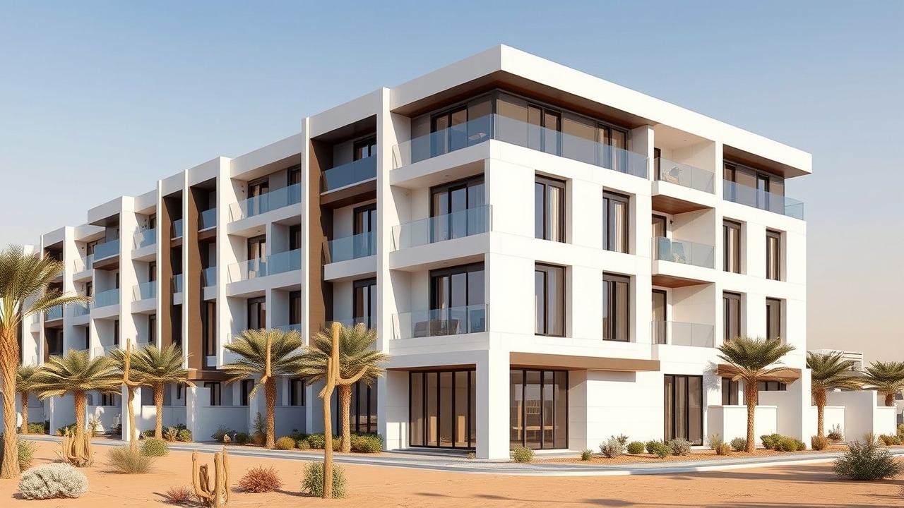 Modern residential tower in Dubai South district