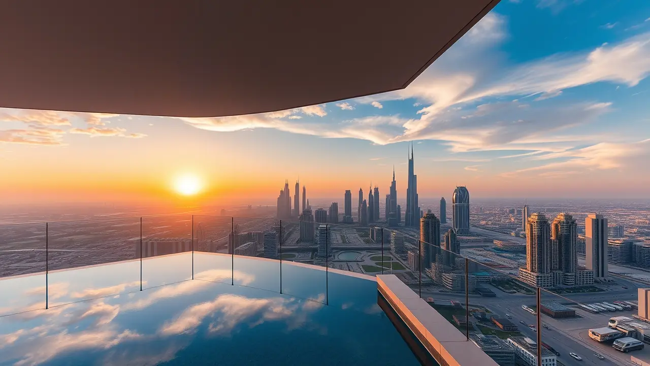 迪拜中心城区豪华顶层公寓景观