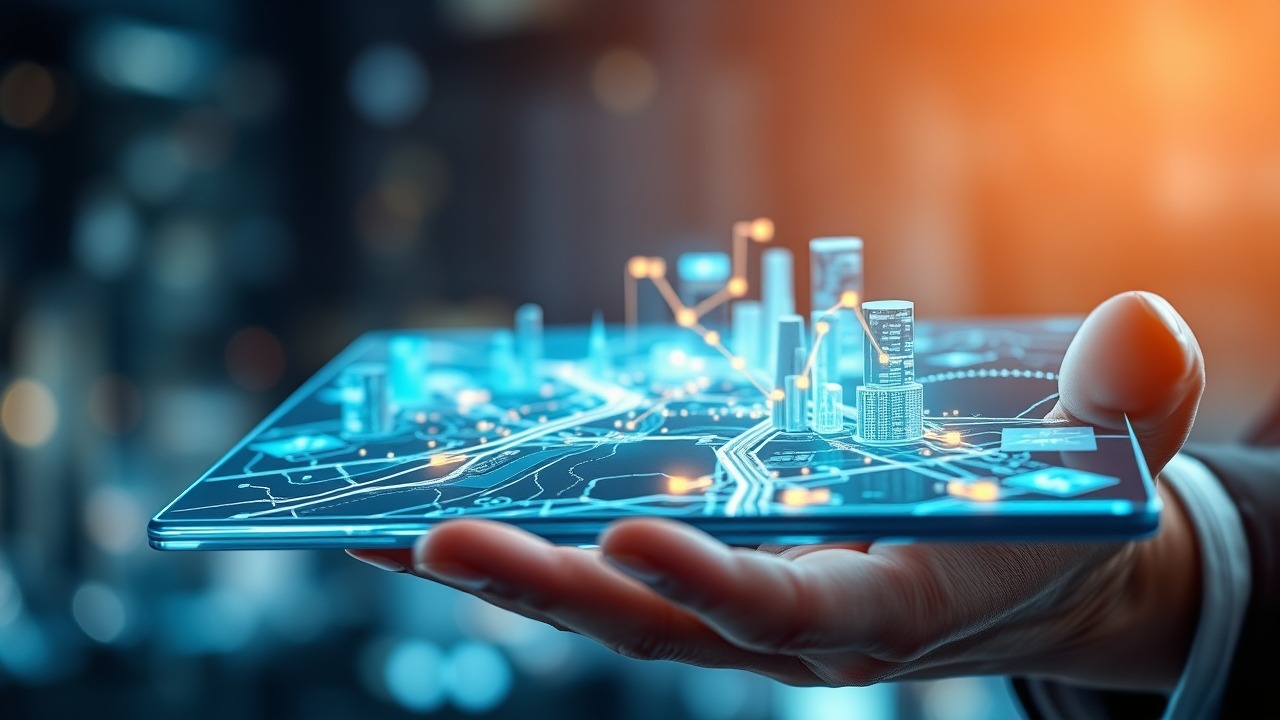 Professional using digital data visualization for Dubai property trends