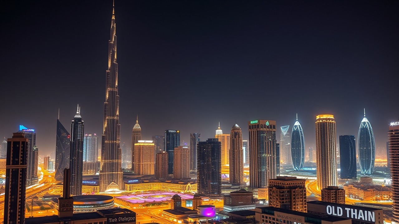 Downtown Dubai Burj Khalifa night view