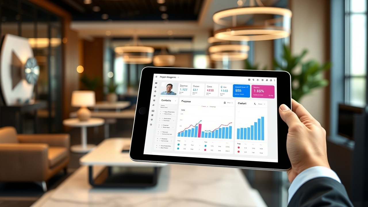 Property management tech tablet in Dubai