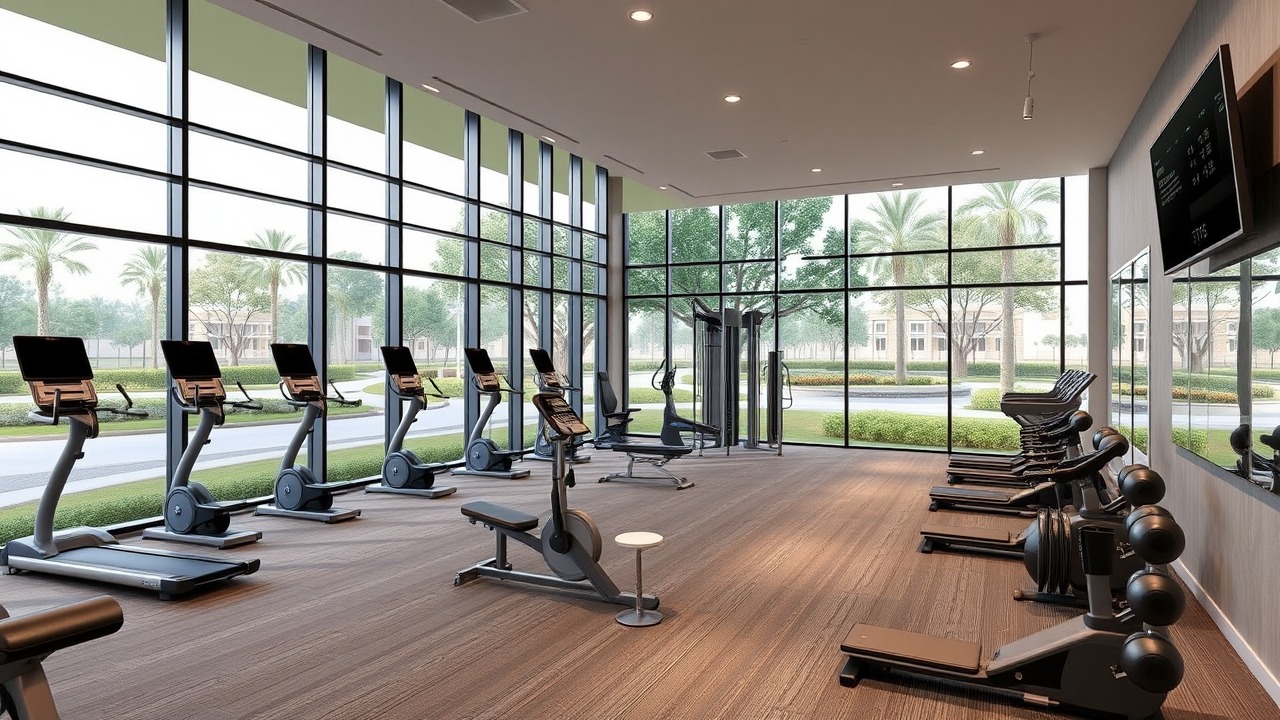 High-end community fitness center at Arabian Ranches 3