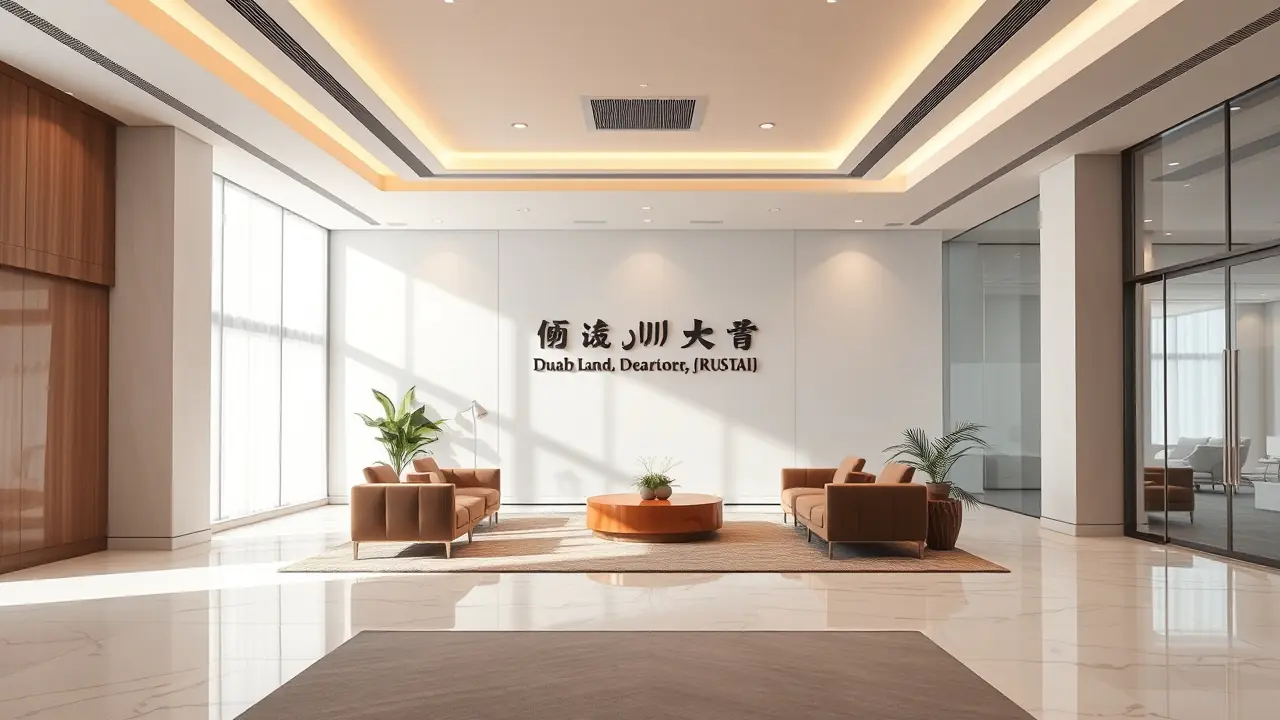 在一家专业的迪拜房地产信托办公室内