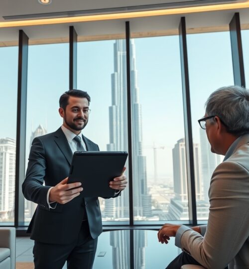 Exclusive real estate contract signing in a Dubai luxury office