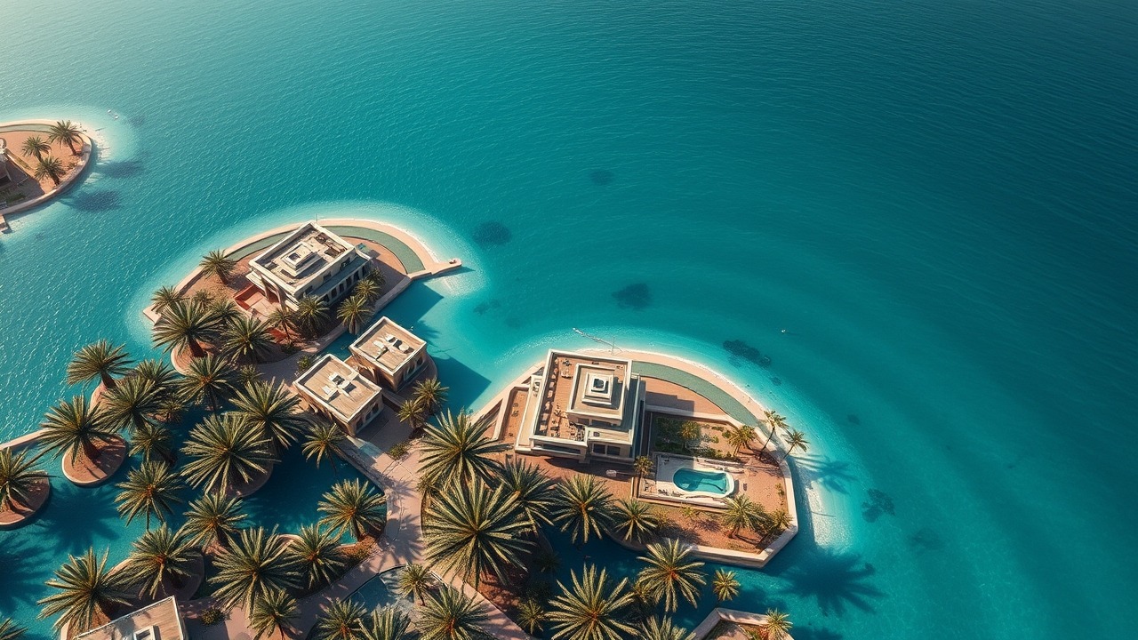 Aerial view of Palm Jebel Ali luxury development