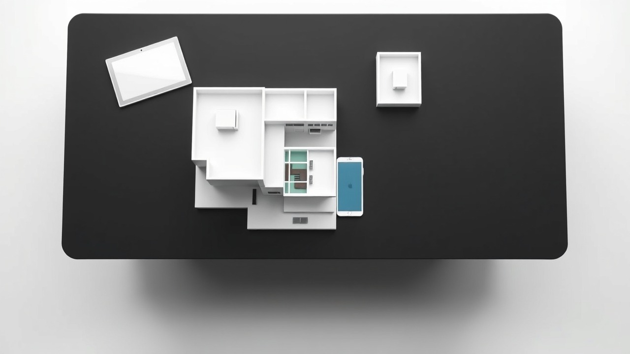 Luxury Dubai villa model and digital contract tablet