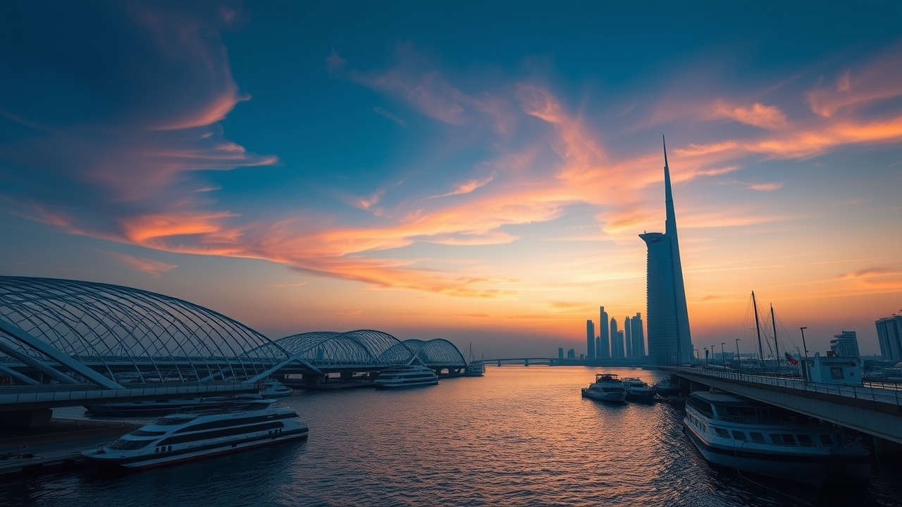 Dubai Creek Harbour sunset landscape