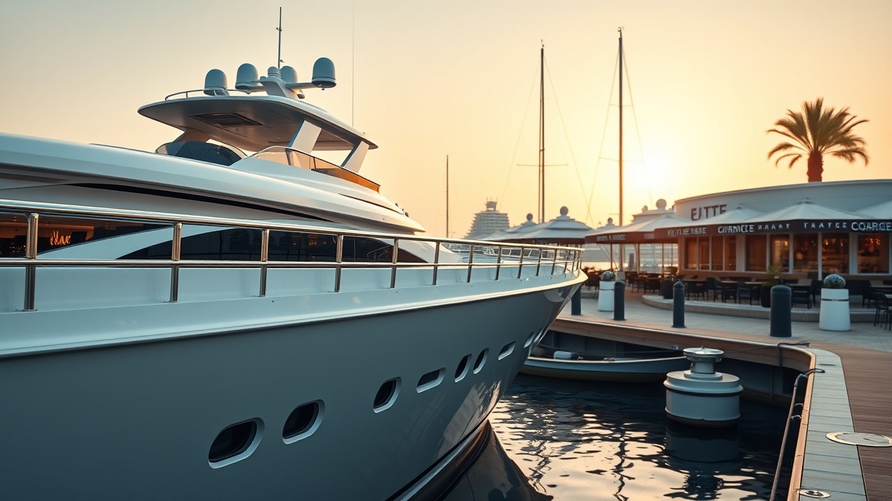 Luxury yacht at Maritime City Marina
