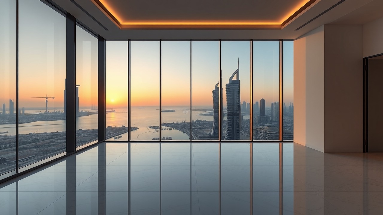 Luxury penthouse interior with sea view