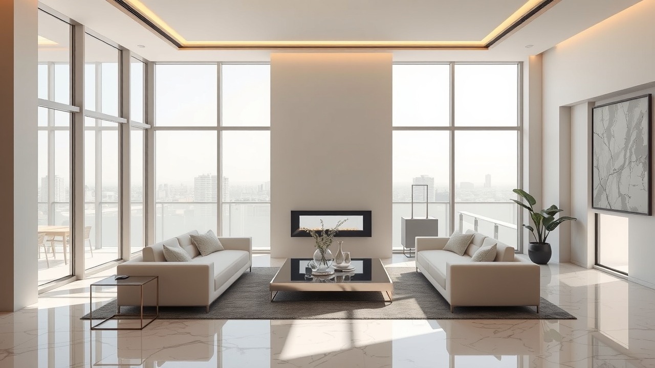 Modern interior design of a townhouse in Mudon Al Ranim