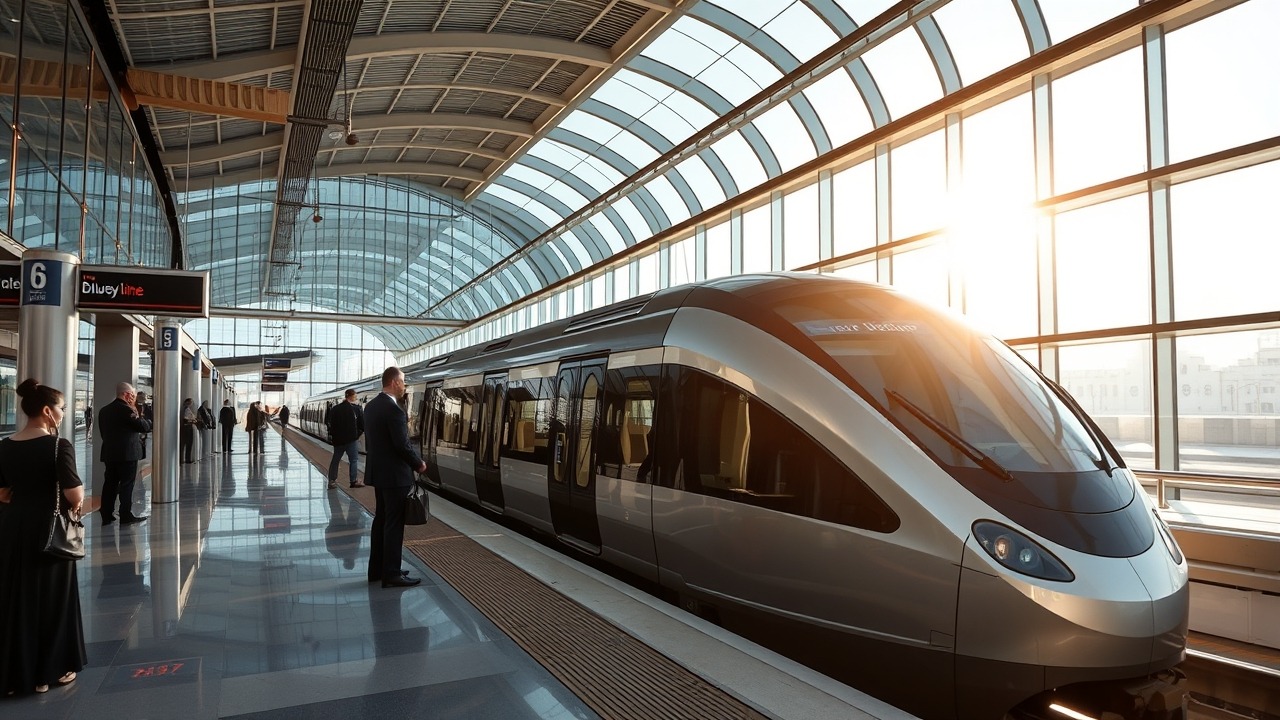 Dubai Metro Blue Line station architecture in IMPZ