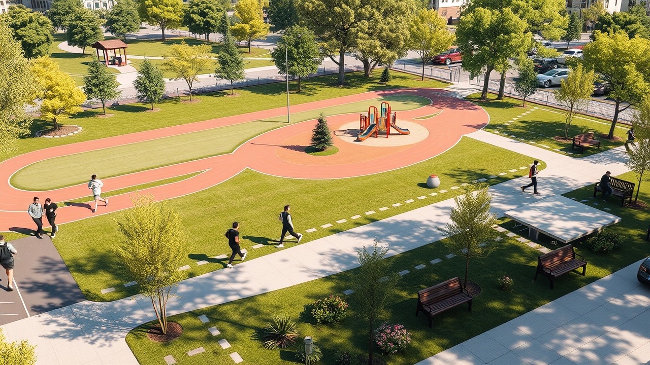 Landscaped community park and jogging track in IMPZ