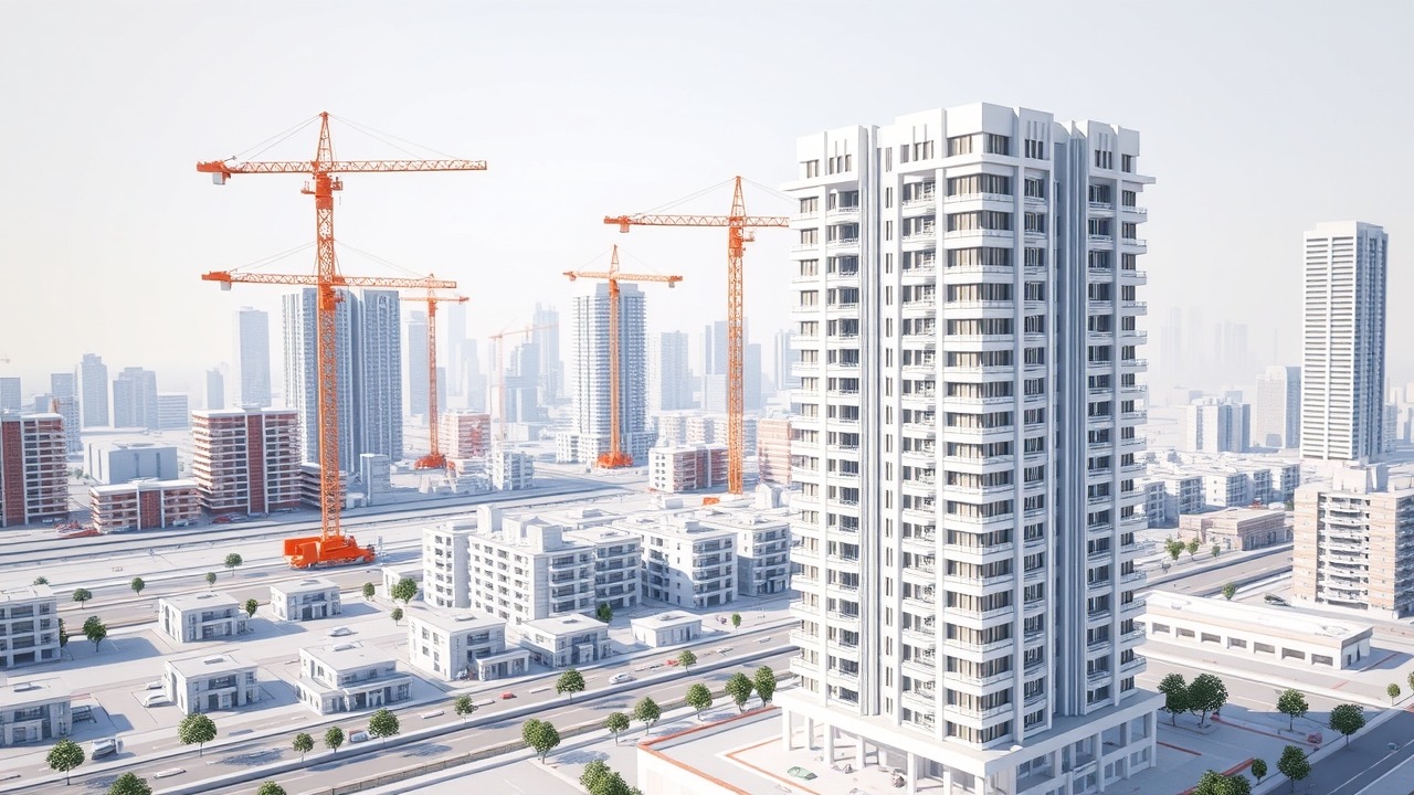 New residential development construction site in Production City
