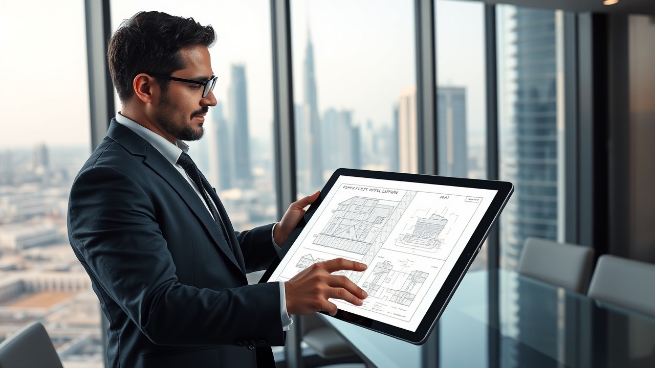 Real estate investor analyzing Dubai market data