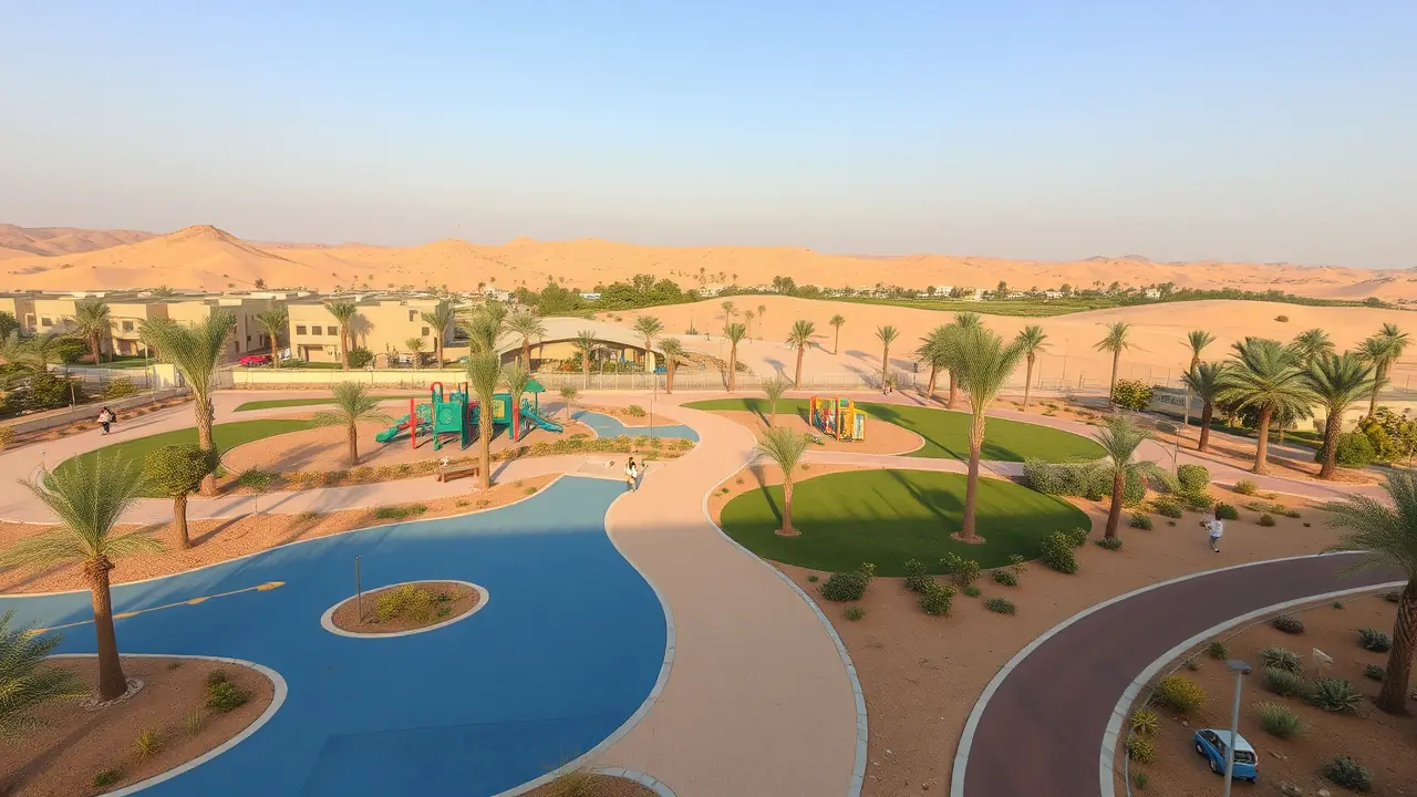 Un exuberante parque comunitario y zonas verdes en Remraam.
