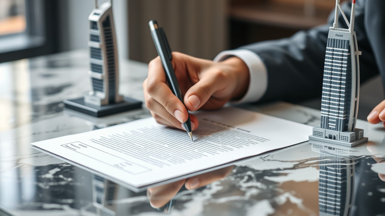 Signing property sale agreement Form F Dubai