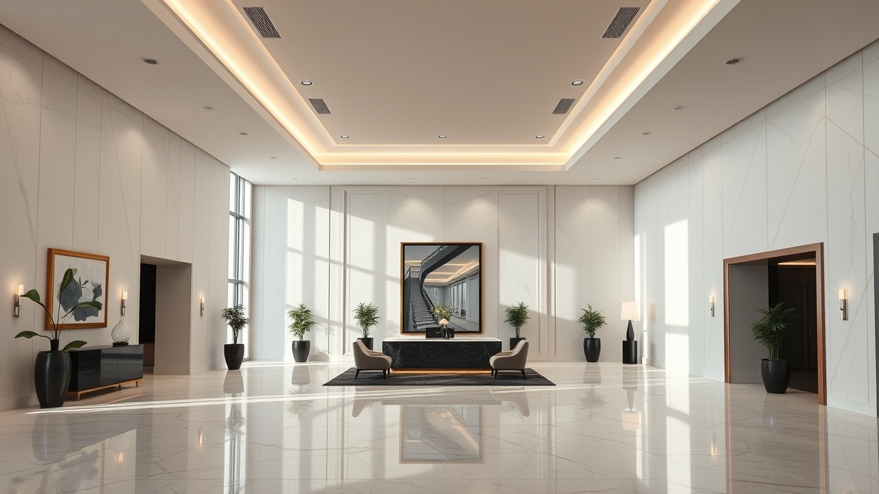 Luxury lobby of a Studio City residential building