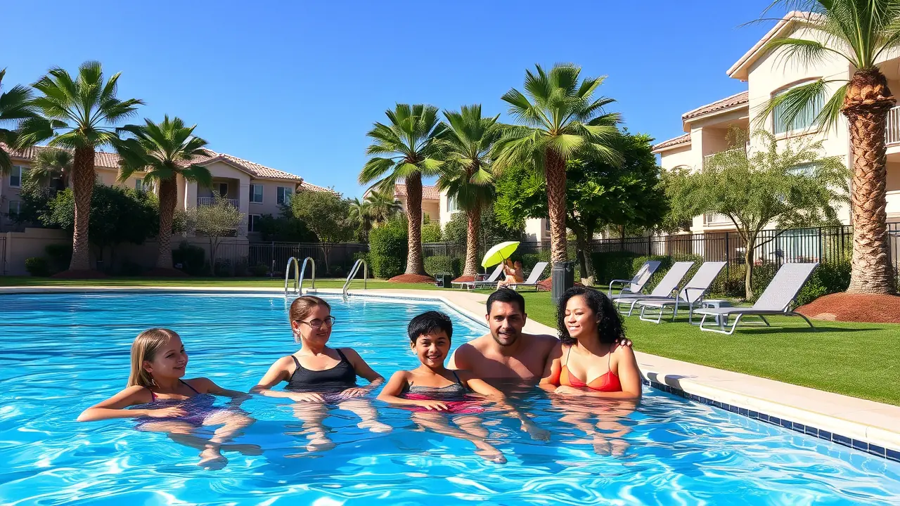 Community lifestyle and pool in The Springs Dubai
