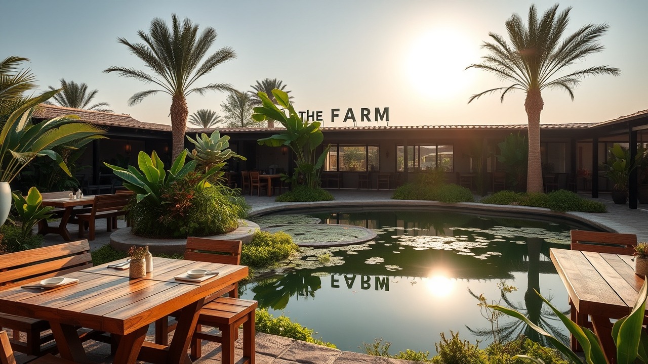 The Farm restaurant botanical garden setting Al Barari