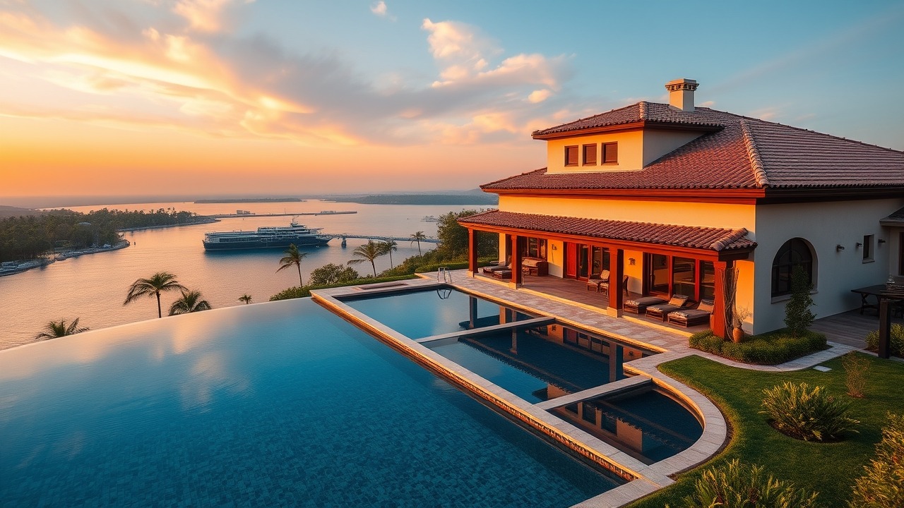 Mediterranean villa in District One at sunset