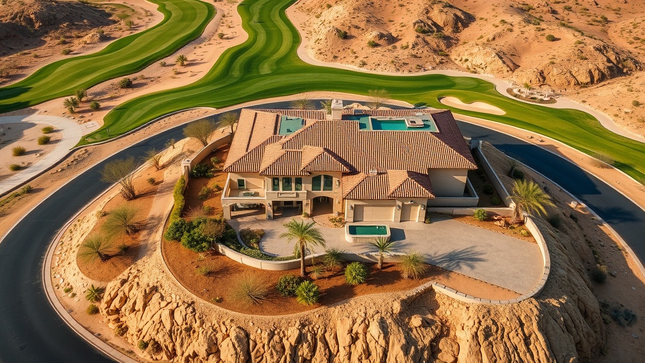 Fire District Jumeirah Golf Estates luxury villa aerial