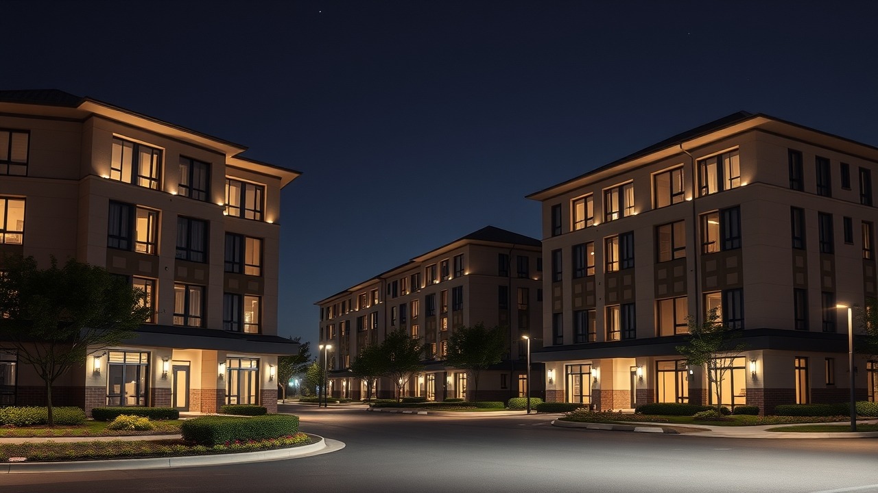 GFS Coventry projects at night in Liwan Dubai